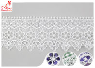 White 100% Polyester Water Soluble Lace Trim For Clothing Factory