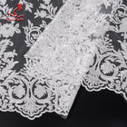 131CM White Embroidered Bridal Lace Fabric For Attire Azo Free High Color Fastness