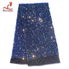 SGS Laser Sequins Shinny Embroidered Lace Fabric With Elastic Mesh