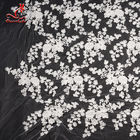 White 3d Embroidered Lace Fabric For Wedding Dress With Elastic Nylon Net