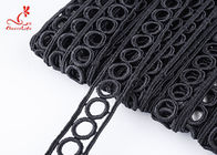 Cheerlifes Large Stock 1.9Cm Polyester Water Soluble Embroidery Black Circular Lace Trim Ribbon Border For Women Dress