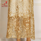 Evening Dresses flower gold embroidered beaded fabric