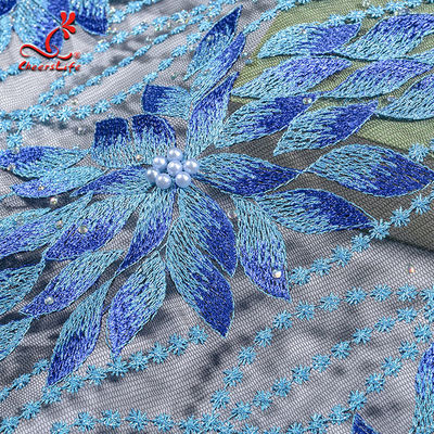 Beautiful Colors French Floral Embroidered Lace For Evening Dresses