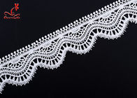 Delicate Flower Milk Yarn Embroidery Lace Trim With Scallop For Dress Decoration