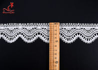 Delicate Flower Milk Yarn Embroidery Lace Trim With Scallop For Dress Decoration