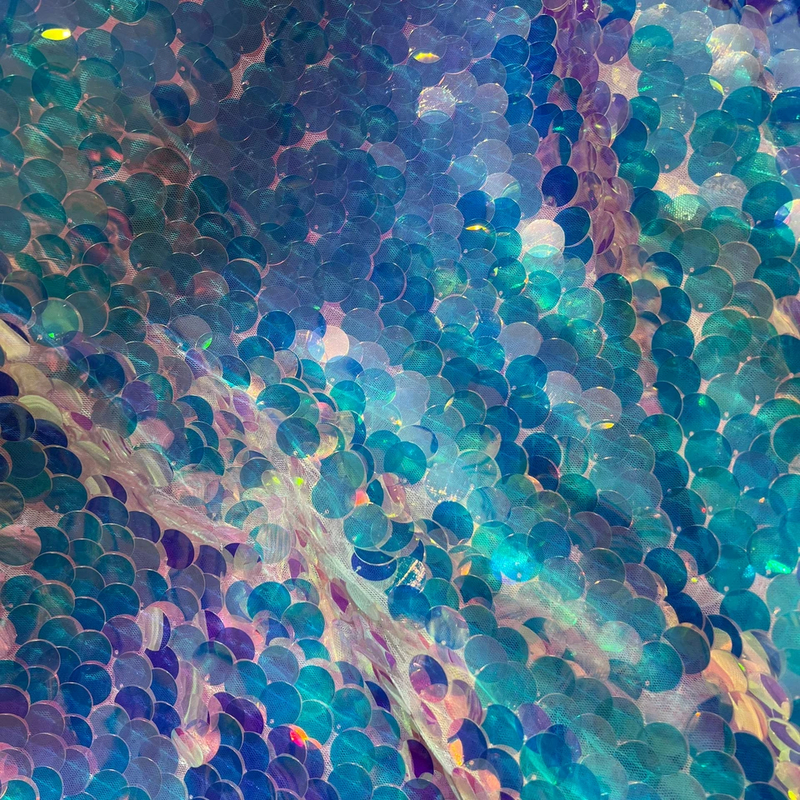 1.8cm Big Sequins Colorful Fabric Mesh Fabric Shiny Net 8 Sequence Mesh Fabrics For Party Wear