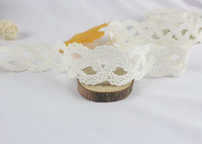 3.3cm Wide White 100% Polyester Scalloped Lace Trim Leaf Pattern For DIY Sewing