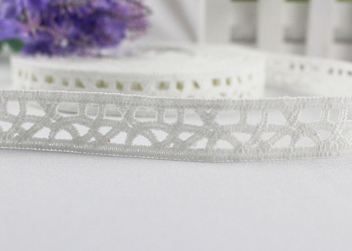 Water Soluble Crochet Ivory Cotton Lace Trim Ribbon For Dress Decoration Off White