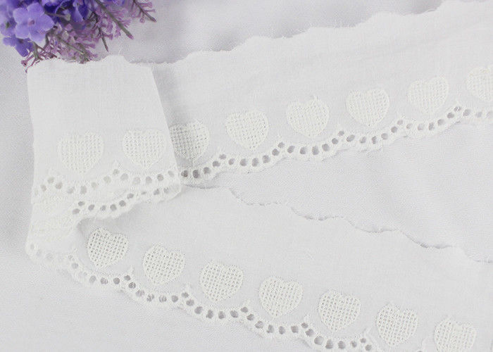 Cotton White Embroidered Lace Trim For Spring Girl's Sock With Scalloped Edge