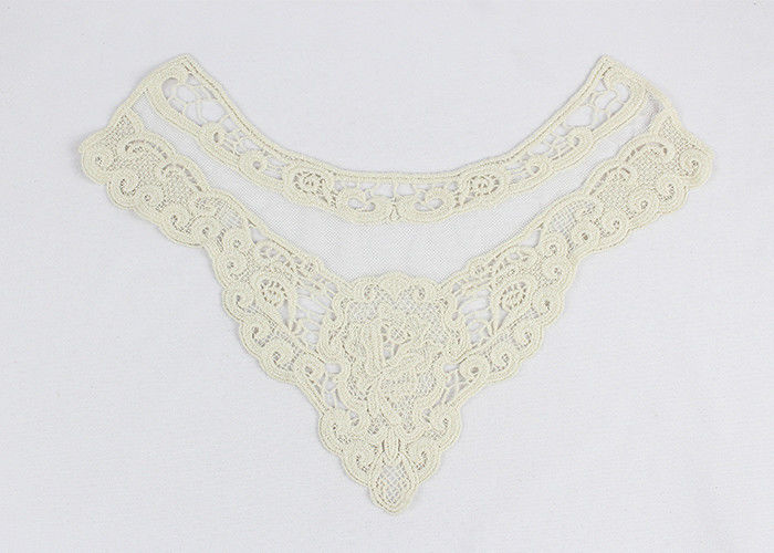 Off White Guipure Floral Rose Lace Neck Collar Applique With Cotton And Nylon Mesh