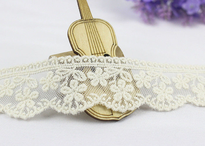3.5 Width White Cotton Lace Trim By The Yard,  Scalloped Floral Mesh Lace Ribbon