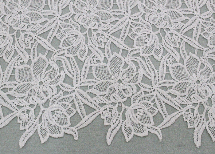 Water Soluble Embroidered Polyester Lace Fabric With Floral Lace For Dress Designer