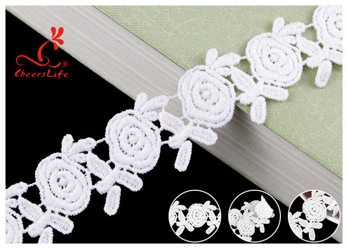Embroidered Flower Guipure White Cotton Lace Ribbon For Fashion Clothes