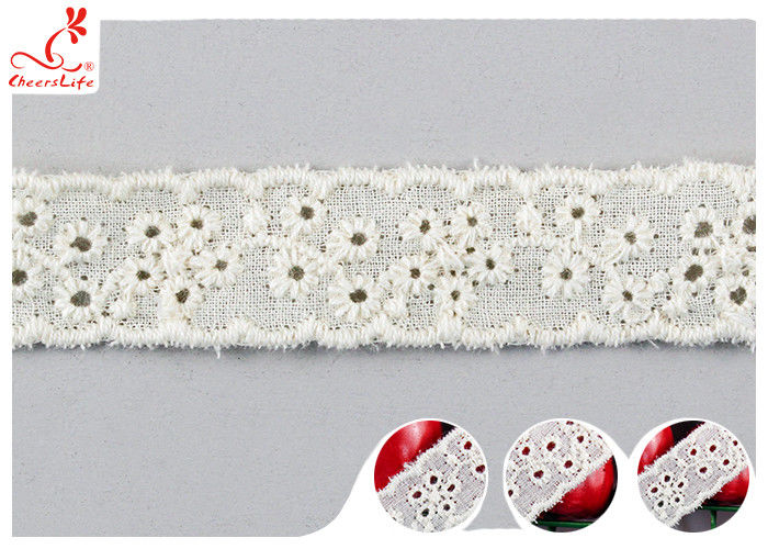 Fashion Embroidered Floral Cotton Eyelet Lace Trim For Nighty Trade Assurance