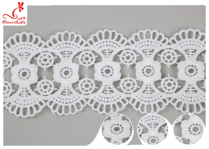 DTM Embroidered Floral Guipure Water Soluble Lace Trim Pass SGS Certificate