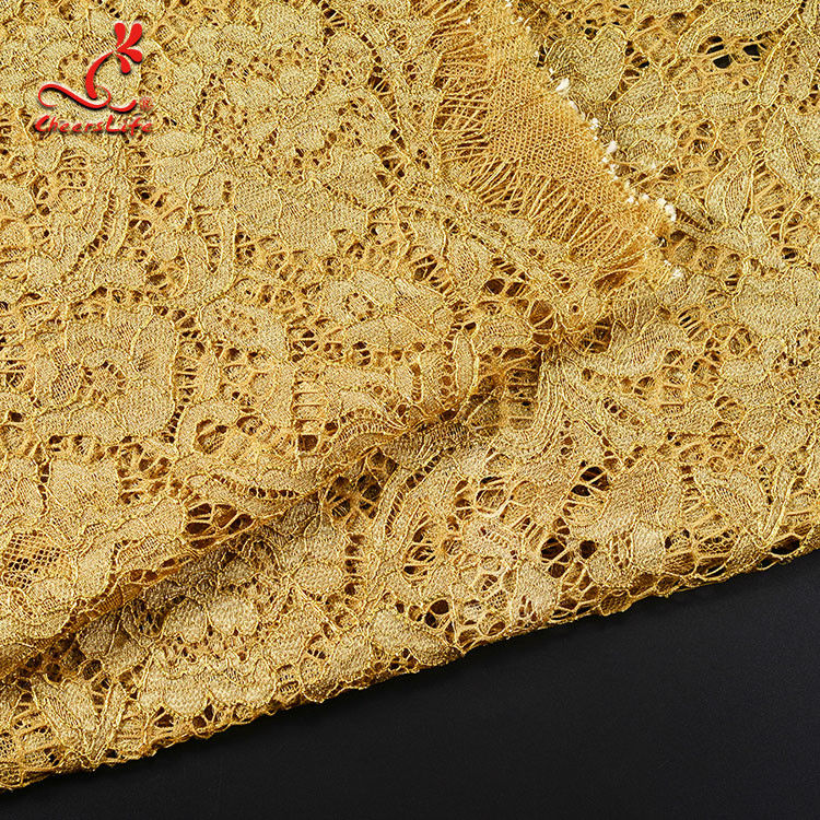 2019 African Hot Sale Fancy Gold Embroidered Lace Fabric For Fancy Saree Garment
