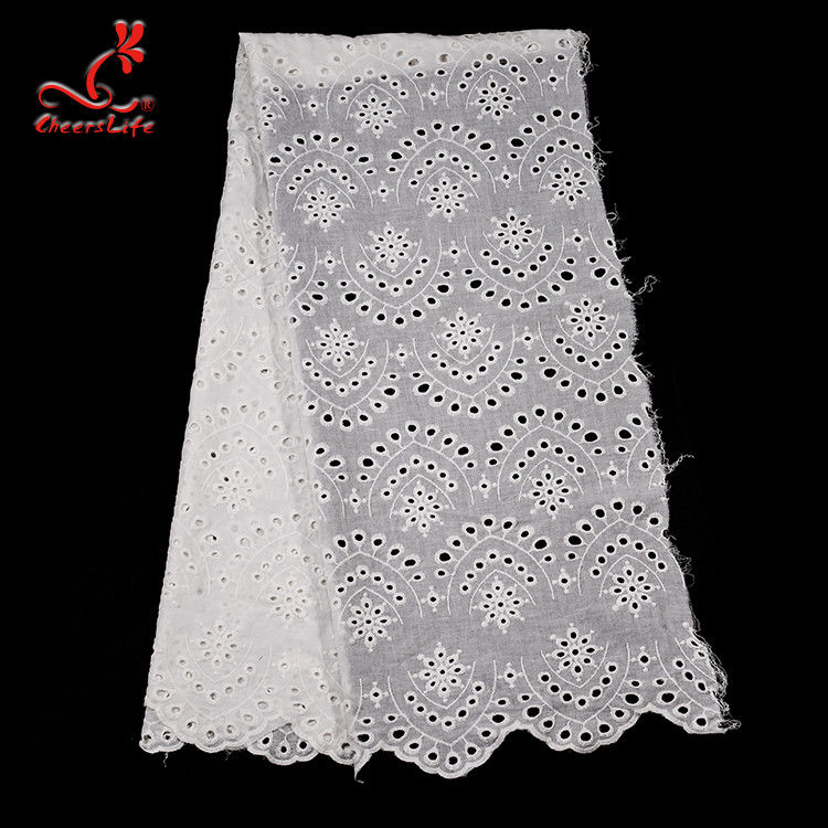 2019 Hot White Cotton Fabrics Embroidered Lace Fabric For Bridal