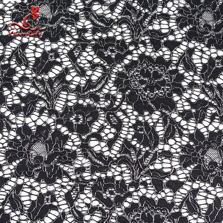 African French Nylon Lace Fabric For Garment Light Color Fastness